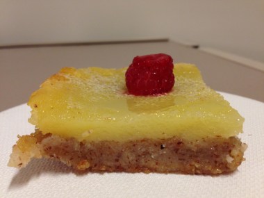 lemon bar with an almond shortbread crust